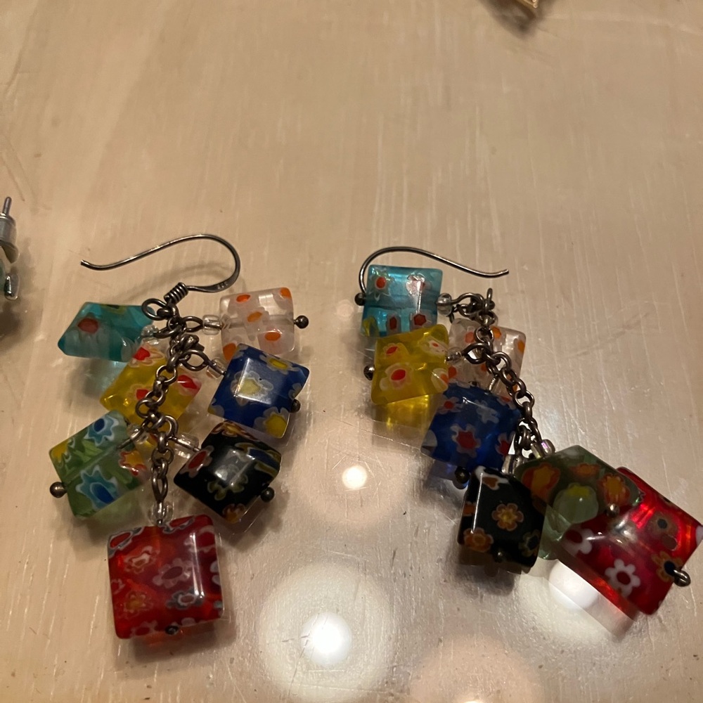 Colorful Glass Dangle Earrings